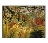 GLKFWVX Illustration Murale d’Henri Rousseau 《Jungle Attack》Affiche Peinture sur Toile d’Henri Rousseau Gravures abstraites Tableau d’Henri Rousseau pour la décoration intérieure 60x90cm sans Cadre