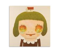 GLKFWVX Yoshitomo Nara Poster « Make peace with the world » Impression sur toile Yoshitomo Nara Peinture abstraite pour décoration d'intérieur 55 x 55 cm Sans cadre