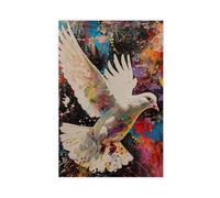 GLKISGFQ Poster coloré sur toile représentant une colombe blanche - Décoration murale pour salon, chambre à coucher - 40 x 60 cm