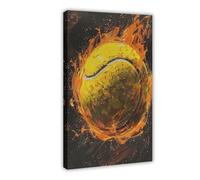 GLKISGFQ Poster sur toile représentant une balle de tennis brûlante - Décoration murale pour salon, chambre à coucher - 50 x 75 cm