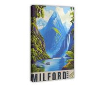 GLKISGFQ Poster sur toile « Travelling in Milford Sound » - Décoration murale pour salon, chambre à coucher - 20 x 30 cm