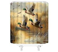 GLKSDLPO Rideau de Douche Extra Long à Motif Canards Sauvages, Canard colvert, Style champêtre Rustique, décoration automnale pour Salle de Bain (89 x 183 cm / 35 x 72 po (L x H))