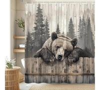 GLKSDLPO Rideau de Douche imprimé en 3D HD avec Un Ours Brun des forêts, Style Vintage Milieu du siècle, Amusant, pour Salle de Bain, décoration intérieure (120 x 150 cm / 47 x 59 Pouces (L x H))