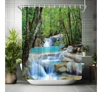 GLKSDLPO Rideau de Douche Nature Cascade Paysage de Montagne et de forêt Rideau de Bain pour décoration de Salle de Bain Pare-Baignoire imperméable (70 x 181 cm / 28 x 71 po (L x H))