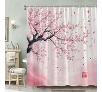 GLKSDLPO Rideau de Douche Rose à Fleurs de Cerisier japonaises, Motif Aquarelle, décoration Murale Simple et Tendance pour Salle de Bain (180 x 230 cm / 71 x 91 Pouces (L x H))