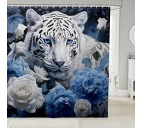 GLKSDLPO Un Rideau de Douche Tropical Jungle orné de Grandes Feuilles Vertes éclatantes, de Monstera et de Palmiers (70 x 140 cm / 28 x 55 po (L x H))
