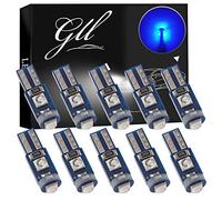 GLL 10pcs Ampoules LED T5 Bleu 3030 3SMD W1.2W W3W pour les Lampes de Tableau de Bord de la Voiture 120 Lumens