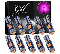 GLL 10pcs Ampoules LED T5 Rose 3030 3SMD W1.2W W3W pour les Lampes de Tableau de Bord de la Voiture 120 Lumens