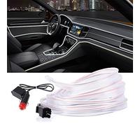 GLL 5M Blanc néon El lumières Corde néon 12V Fil néons avec Protection par fusible pour la décoration intérieure de Voiture Automobile