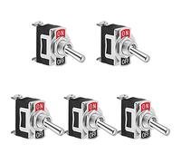 GLL Lot de 5 interrupteurs à bascule SPST 2 broches - Interrupteur à bascule on/on/off marche/arrêt DC 12 V AC 15 A 250 V 20 A 125 V - En métal robuste - Pour voiture, bateau, marine