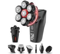 GLLAVA Rasoirs de tête pour hommes chauves, rasoir de tête 7D avec écran LED, 3 modes réglables, moteur haute vitesse 10 000 tr/min, étanchéité IPX8, charge rapide USB, tableau noir
