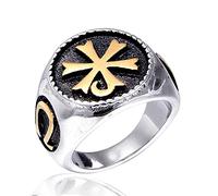 GLLDS Viking Or Orthodoxe Église Traverser Bague Bijoux, Hommes Femmes Acier Inoxydable Religieux Bague,d'or,9