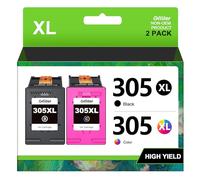 Glliter 305XL Cartouches d'encre 305 pour HP 305 XL compatibles avec HP Deskjet 2820e 2800e 2700e 2710e 2720 2720e 4220e 4120e 4100 pour HP Envy 6000 6020e 6032e 6420e 64332 2e cartouches (noir,