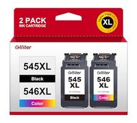 Glliter 545XL 546XL Multipack Compatible avec les cartouches d'encre Canon 545 546 Compatible avec Canon 545 XL Noir et Couleur pour Canon PIXMA TS3355 TS3350 TS3450 TS3150 MX495 (Multipack)