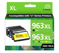 Glliter 963XL 963 XL Multipack compatible avec HP 963xl Multipack compatible avec les cartouches HP Officejet Pro 9010 Officejet Pro 9012 9022 9014 9010 9020 (noir, cyan, magenta, jaune)