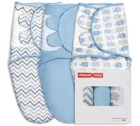 GLLQUEN BABY 0-3 Mois Pucksack bébé Swaddles bébé Gigoteuse Nouveau-nés, Gigoteuse pour Tout-Petits, Unisexe, Lot de 3 Langes, 100% Coton Bio（Bleu Ciel）