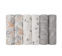 GLLQUEN BABY Langes Mousseline Coton Bio Lot de 6 (70x70 cm) - Lange Bébé, Serviette, Couverture, Bavoir - Super Doux, Respirant, Absorbant - Cadeau Naissance (Jungle Exploration)
