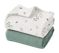 GLLQUEN BABY Lot de 2 couvertures d'emmaillotage pour nouveau-né - Couverture douillette en mousseline de coton - 95 x 100 cm - Pour enfants, tout-petits, lit d'enfant, poussette, garçon ou fille