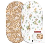 GLLQUEN BABY Lot de 2 draps de Berceau 100% Coton pour garçon et Fille, s'adaptent à Toutes Les Formes de Matelas de Berceau, draps de Berceau pour Matelas Ovale, sablier et rectangulaire(Jaune)