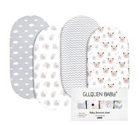 GLLQUEN BABY Lot de 4 draps-housses pour lit de bébé - Protège-matelas pour parc, drap-housse pour berceau et couffin certifié Oeko-tex100 - Housse de matelas pour nouveau-né