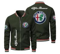 GLLUSA Blouson Bomber Pour Homme Pour Al-fa Ro.meo Imprimé Vestes De Baseball Décontractées À Manches Longues Cardigan Zippé Sweat Shirt Léger Manteau De Sport-White||S