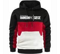 GLLUSA Mens Hoodies Pullover pour Rainbow Six Siege Print Color Block Long Sleeve Sweat à Capuche Patchwork Léger Jumpers Chauds Et Décontractés avec Poches Et Cordon De Serrage-4||XL