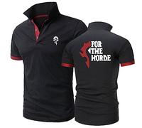 GLLUSA Polos Doux pour Hommes Combinaison De Course pour for The Horde T-Shirts À Col Impression Demi-Manches Rugby T-Shirt À Manches Courtes T-Shirt Uni Top-Black+Red||M