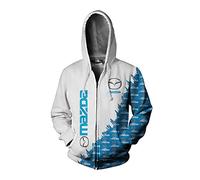 GLLUSA Sweat À Capuche À Fermeture Éclair Complète pour Hommes pour Mazda Sweat À Capuche Impression 3D Activewear Vestes À Manches Longues avec Poches Vêtements-A||XS
