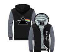 GLLUSA Veste Sweat À Capuche pour Hommes pour Pink Floyd Imprimer Pull Décontracté Chaud À Capuche Manches Longues Couture Zip Pull À Capuche Manteau Hauts - Cadeau Adolescent- Black Gray||XXL
