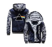 GLLUSA Veste Sweat À Capuche pour Hommes pour Pink Floyd Imprimer Pull Décontracté Chaud À Capuche Manches Longues Couture Zip Pull À Capuche Manteau Hauts - Cadeau Adolescent- Blue||4XL