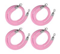 GLMGBP Corde de contrôle des foules en Velours Rose avec Crochets argentés, barrière de File d'attente de 2 m pour hôtels, cinémas, événements sur Tapis Rouge, Grands espaces Ouverts - Lot de 4 Bar