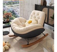GLMGBP Fauteuil à Bascule Moderne, Fauteuil à Bascule rembourré avec Dossier Haut, Fauteuil à Bascule en Cuir, pour Chambre d'enfant, Salon (Gris et Blanc)