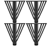 GLMGBP Lot de 4 Pieds de Meuble en métal Robuste, Pieds de Table en épingle à Cheveux de Remplacement, 3 tiges de Support, pour Meuble TV, canapé, étagère, Table à Manger, Bureau (18 cm, Noir)