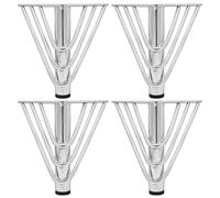 GLMGBP Lot de 4 Pieds de Meuble en métal Robuste, Pieds de Table en épingle à Cheveux de Remplacement, 3 tiges de Support, pour Meuble TV, canapé, étagère, Table à Manger, Bureau (15 cm, Argent)