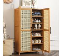 GLMGBP Meuble à Chaussures en rotin avec tiroirs rabattables Organisateurs de Chaussures/Rangement de Placard pour Talons Bottes Pantoufles Double Porte 12 étages