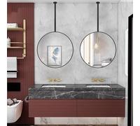 GLMGBP Miroirs de Salle de Bain Noirs avec Cadre et Perche en métal, miroirs de Plafond pour la Maison ou l'hôtel, miroirs décoratifs (Taille : diamètre : 40 cm/15,7 Pouces)