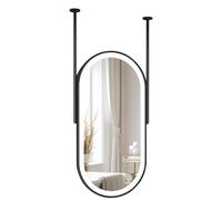 GLMGBP Miroirs Suspendus ovales Noirs avec éclairage LED, intensité Variable 3 Couleurs, Miroir de Salle de Bain à Montage au Plafond pour entrée, Salon, Chambre à Coucher, hôtel (50 cm x 70 cm)