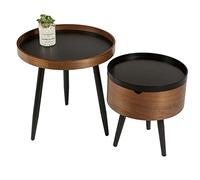 GLMGBP Table Basse en Bois, Ensemble de 2 Tables de Chevet, Petite Table d'appoint Ronde avec boîte de Rangement, Augmente l'espace de Rangement pour Le Salon, la Chambre à Coucher (Couleur : marro