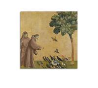 GLMHOK Poster religieux Saint François d'Assise prêchant aux oiseaux - Peinture décorative sur toile - 30 x 30 cm