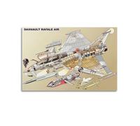 GLMHOK Poster vintage avion de chasse Dassault Rafale Avion de combat aérien Œuvre d'art décorative sur toile Poster 40 x 60 cm