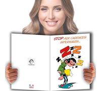 AFIE GLMX-2032 Gaston Lagaffe Maxi Grande Carte Départ Retraite Au Revoir Bonne Route Continuation Pot Collègue Travail Quitter Entreprise Bureau Loisirs Signer Format A4 Géant Illustré + Enveloppe