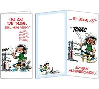 GLMX-2037 Gaston Lagaffe MAXI Grande Carte Joyeux Anniversaire 1 An de Plus Humoristique Idéal pour Cadeau Groupé Homme Femme -Format fermé 31,5x15cm avec Enveloppe illustrée -Fabriqué en France