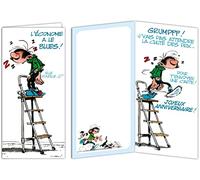 GLMX-2041 Gaston Lagaffe MAXI Grande Carte Joyeux Anniversaire 1 An de Plus Humoristique Pour Cadeau Géant Homme Femme -Format fermé 31,5x15cm avec Enveloppe illustrée -Fabriqué en France