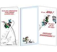 GLMX-2042 Gaston Lagaffe MAXI Grande Carte Joyeux Anniversaire 1 An de Plus Humoristique Pour Cadeau Géant Homme Femme Sport - fermé 31,5x15cm avec Enveloppe illustrée -Fabriqué en France Blanc