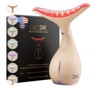 GLO24K Baguette de massage chauffante à LED pour le visage et le cou avec | Lumière LED, vibration et chaleur douce, baguette de beauté pour les soins du visage et du cou
