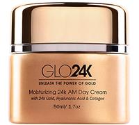 GLO24K Crème de jour hydratante à l'or 24k, anti-âge aux vitamines, acide hyaluronique, collagène