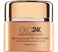 GLO24K Crème de nuit au rétinol avec de l'or 24k, formule anti-âge à l'acide hyaluronique