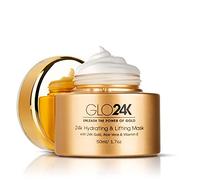 GLO24K Hydrating and Lifting Mask with 24k Gold, Aloe Vera, Peptides, and Vitamins. For Hydration Boost and Lifting Effect that Generates a Glowing, Radiant Complexion and Silky-Smooth Skin.