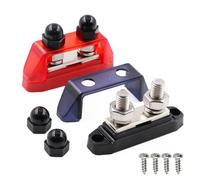 Gloaso Busbar 250A Barre de distribution de bus 12V-48V cc, bloc de terminaison de batterie avec 2 bornes M10 Bus Bar, pour voiture, bateau, marine, installation solaire, rouge et noir (1 paire)