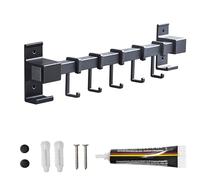 Global-Daily Porte-ustensiles mural avec 5 crochets pour suspendre tasses, casseroles, poêles, ciseaux, noir (30 cm)